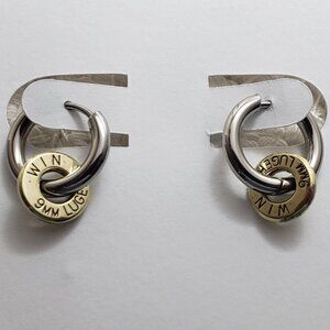 Stainless steel 10mm hoop bullet earrings with a 9mm bullet slice